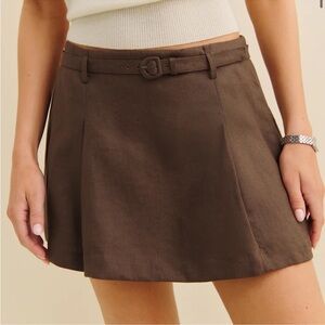 NWT Reformation Rory Mini Linen Skirt Chocolate Brown 2